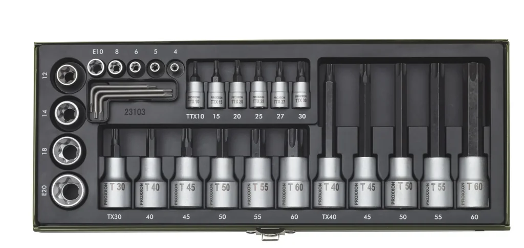 Steckschlüsselsatz TX, 1/4" + 1/2" (29-tlg.)