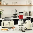 SET aus 3 - Retro Mixer + Wasserkocher 1,7 Liter + Toaster - Weiß