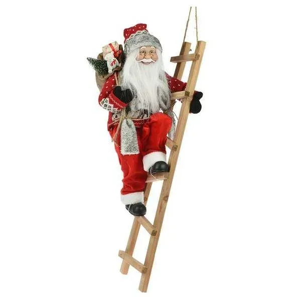 Weihnachtsmann auf der Treppe - Stehend - 65cm - Rot