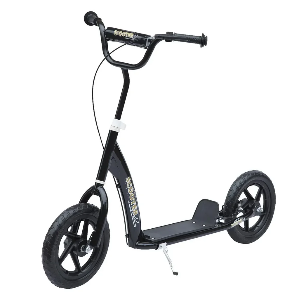 Kinderroller Scooter Tretroller Cityroller Kinder Roller Kickboard 12 Zoll Schwarz 120 x 52 x 80-88 cm
