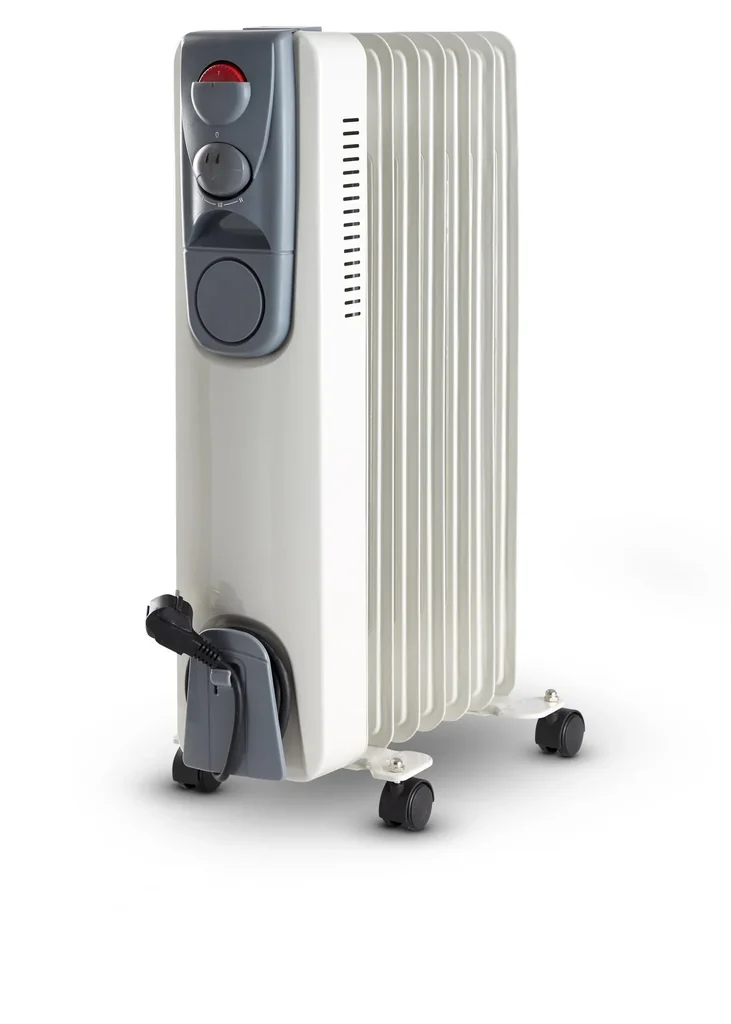 Ölheizkörper mit 7 Rippen 1500 W, weiß