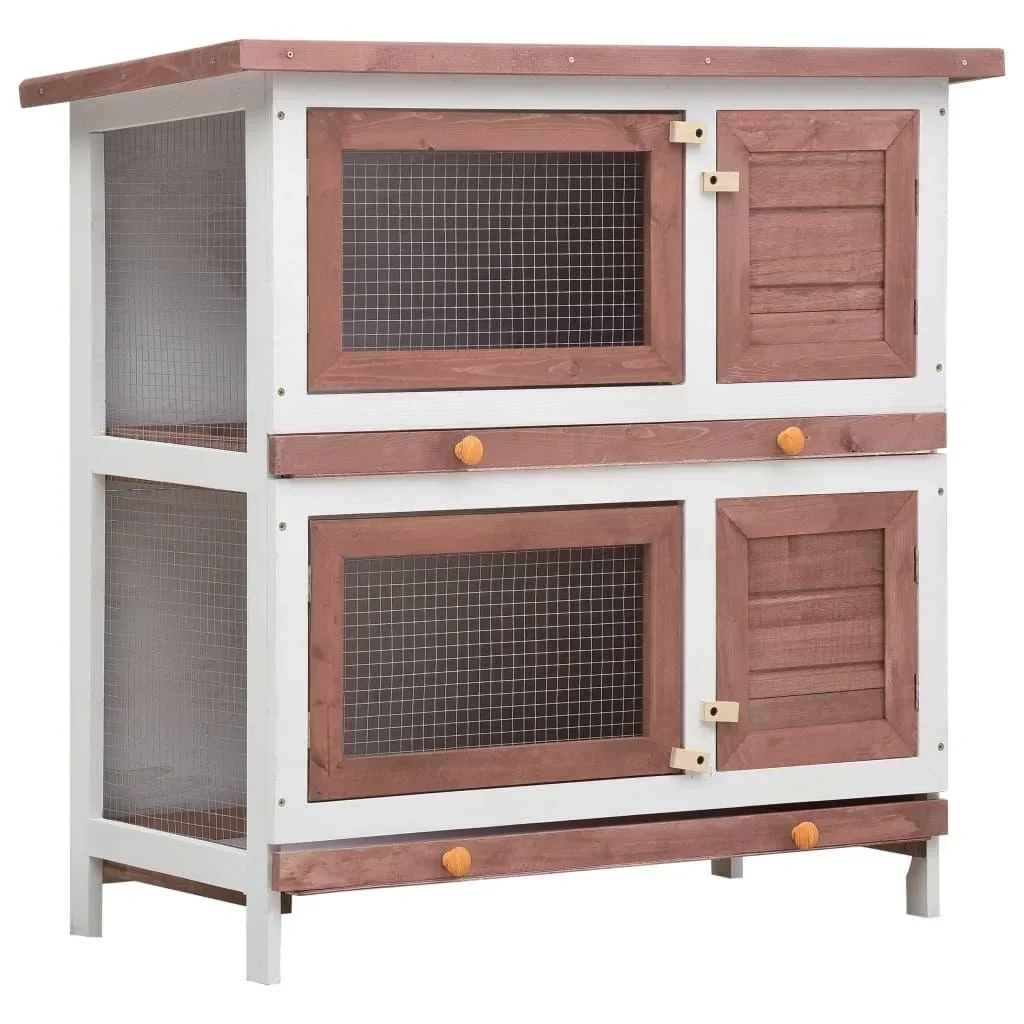 Outdoor-Kaninchenstall mit 4 Türen