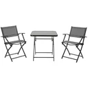 Sitzgruppe klappbar 3tlg. Balkonset Balkonmöbel 1 Tisch+2 Stühle Gartenmöbel Set Sitzgarnitur Metall Mesh Schwarz+Grau