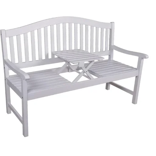 "Bank SINGAPUR, mit hochklappbarem Tisch, Eukalyptus Grandis FSC 100% white washed image"