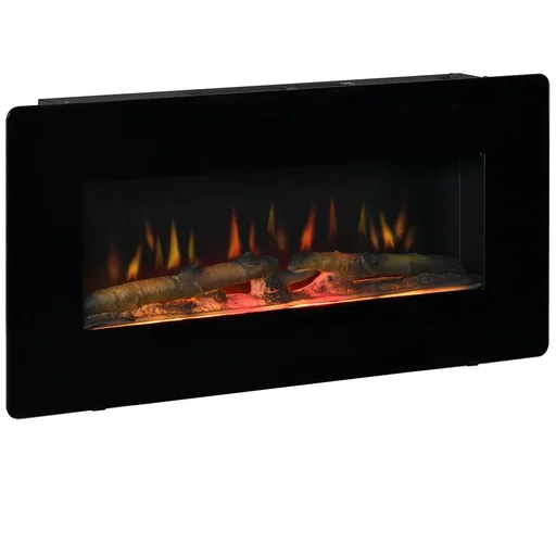 "Elektrokamin Standkamin Kaminofen mit Flammeneffekt 1800/2000W Metall gehärtetes Glas Schwarz 91,4 x 11 x 44 cm image"