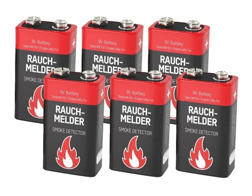 Alkaline 9V Block Rauchmelderbatterie - 6 Stück