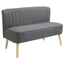 2-Sitzer Stoffsofa Polstersofa Sitzmöbel Loungesofa Holz Schaumstoff Dunkelgrau 