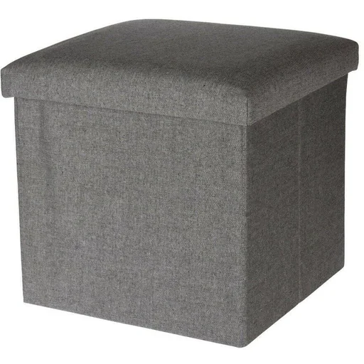 "NL Aufbewahrungsbox / Fußhocker - Fußhocker mit Ablage - 38 x 38 cm - Baumwolle - Grau image"