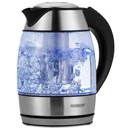 Wasserkocher silber/schwarzes Glas 1,8L inkl. Teesieb