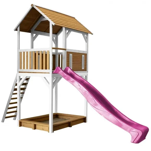 "Dory Spielturm Braun/Weiß - Lila Rutsche image"