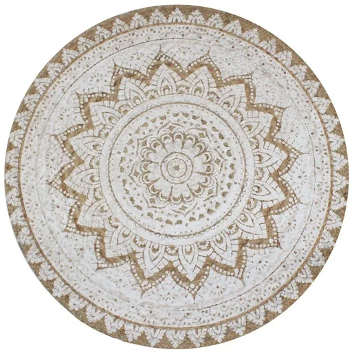 "Teppich mit Druck rund 90 cm gewebte Jute image"