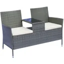 Polyrattan Gartenbank Gartensofa mit Tisch 2-Sitzer Stahl
