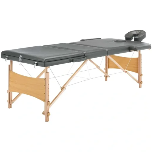 "Massageliege 3 Zonen 186x68 cm Holzrahmen anthrazit image"