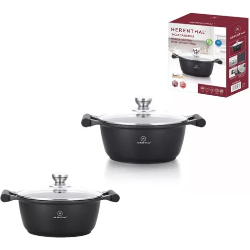 "Herenthal 2-teiliges Kochgeschirr-Set - Eintopf mit Glasdeckel -20cm und 34cm image"
