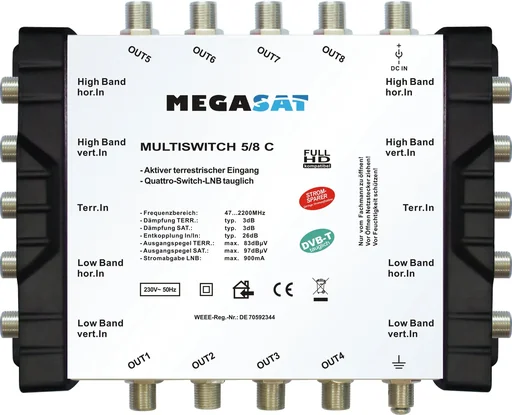 "Multischalter 17/8 C - Erweiterbares System. Geeignet für 4 Satelliten bis zu 8 Teilnehmer pro Multischalter image"