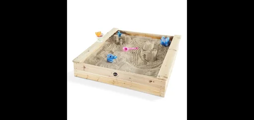 "Quadratischer Sandkasten aus Holz, Outdoor-Sandkasten für Kinder aus Holz, Sitzbank, natur image"
