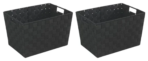 "Aufbewahrungskorb ADRIA im 2er Set, schwarz, Gr. M/ B 35 x H 20 x T 25 cm image"