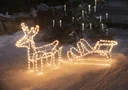 LED Rentier mit Schlitten, warmweiß
