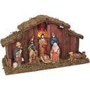 Weihnachtskrippe mit Beleuchtung - Batteriebetrieben - 39 x 15 x 22,5 cm