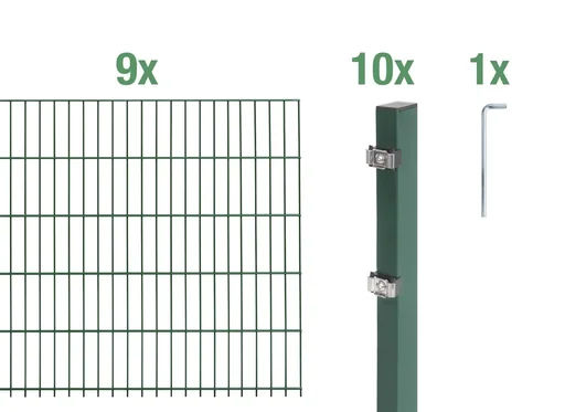 "Doppelstabmattenzaun Komplettset, grün, Höhe 100 cm, Länge 18 m image"