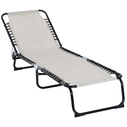 Sonnenliege faltbar, Stahl Mesh-Stoff, Beige