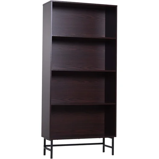 "Standregal Aktenregal Bücherregal Büroregal Holzregal Arbeitszimmer 4 Fächer Dunkelkaffee 80 x 29,5 x 180 cm image"