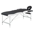 Klappbarer Massagetisch 2 Zonen Aluminiumgestell schwarz und weiß