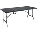 Faltbarer Gartentisch im schwarzen Polyrattan-Look 180x75x73cm