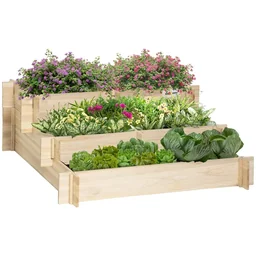 Hochbeet 3-stufige Gartenbeet Pflanzenbeet Kräuterbeet Blumentreppe für Balkon G
