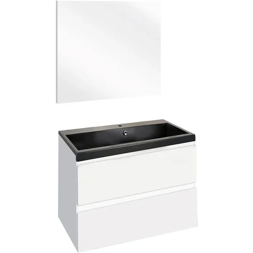 "Concept Badezimmermöbel met spiegel 60cm - Weiss/schwartz image"