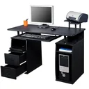 Computertisch Schreibtisch mit Druckerablage PC Tisch Schwarz