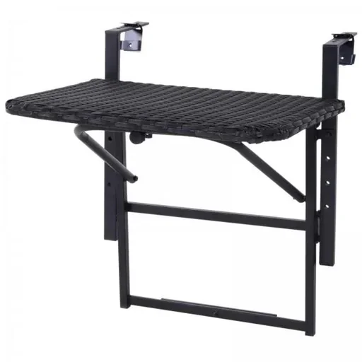"Polyrattan Balkonhängetisch 58x55cm Balkontisch Klapptisch image"