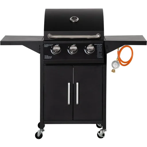 "Gasgrill - 3 Brenner 3 kW - Schwarz - 121 x 55 x 109 cm image"