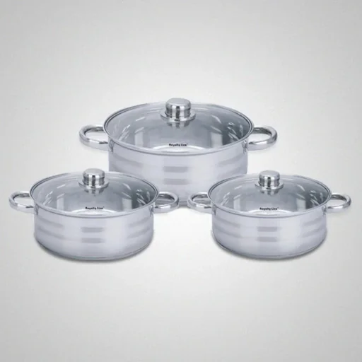 "Topf- und Pfannenset 6-teilig - mit Glasdeckeln - 19,5cm und 20,5cm - aus Edelstahl image"