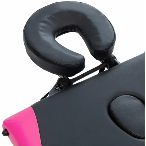 "Klappbarer Massagetisch 3 Zonen Aluminium schwarz und rosa image"