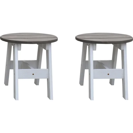 "2-teiliges Picknick Hocker Set Rund Grau/weiß image"