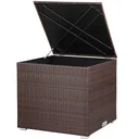 Poly Rattan Aufbewahrungsbox - braun - 75x75x70 cm - mit wasserabweisender Tasche