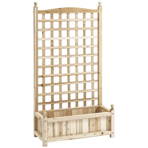 "Pflanzkasten Blumenständer Rankgitter Rankkasten Rosenbogen mit Leckage-Löcher Garten Holz Naturholz 64 x 28 x 120 cm image"