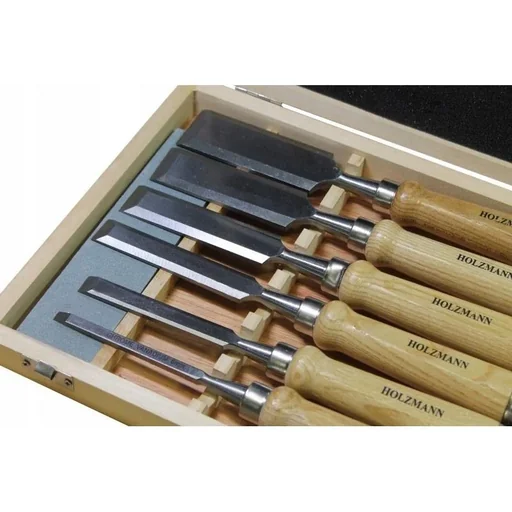 "Profi-Holzmeißel-Set 6-teilig - HSS-Qualität - 6 t/m 38 mm - in Holzaufbewahrungsbox image"