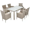 Gartengarnitur 13-teilige stapelbare Polyrattan-Stuhlgarnitur Bali beige