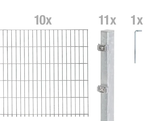 "Doppelstabmattenzaun Komplettset, feuerverzinkt, Höhe 140 cm, Länge 20 m image"