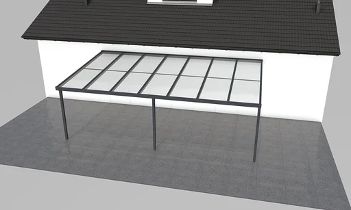 "Terrassendach Premium, anthrazit, 7120 x 4060 mm - Polycarbonat Stegplatten 16 mm, weiß gestreift image"