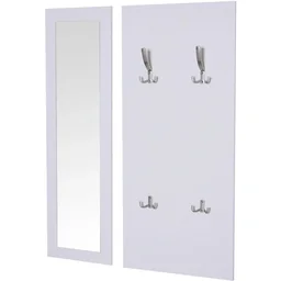 3-teiliges Garderoben-Set Flurgaderobe mit Schuhschrank Garderobe Wandspiegel 4 