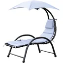 Sonnenliege Gartenliege mit Sonnendach Grau L195 x B100 x H202cm