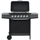 Gasgrill mit 6 Kochstellen Stahl schwarz