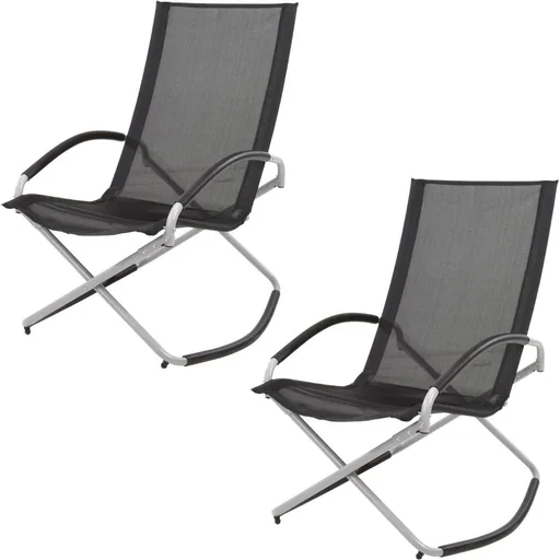 "Pro Garden Klappbarer Schaukelstuhl - Schwarz - 70x90x98cm - 2 KÄUFE image"