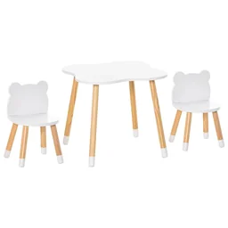 3-teiliges Kindertisch-Set bogenförmige Kindersitzgruppe Tisch mit 2 Stühlen MDF