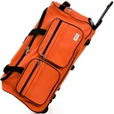 Große Reisetasche mit Trolleyfunktion 85L orange - Vorhängeschloss