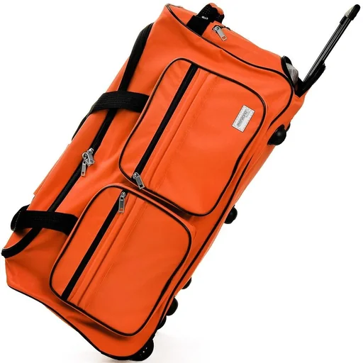 "Große Reisetasche mit Trolleyfunktion 85L orange - Vorhängeschloss image"