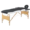 Klappbarer Massagetisch 2 Zonen Holz schwarz und weiß